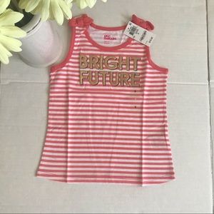 Girls text striped tank size 6